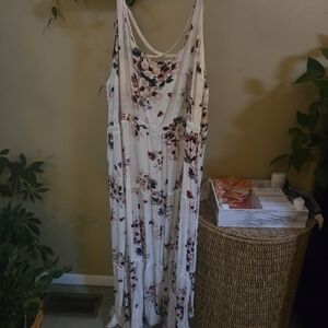Torrid Cream and Pink Floral Maxi Dress